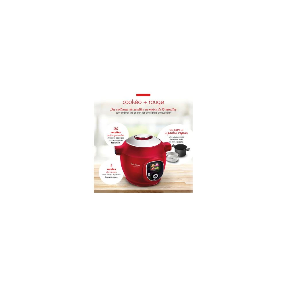 Moulinex Cookeo+ 180 Recettes CE85B510 - Rouge + Housse Pour Cookeo - XA607800 ... – Image 8