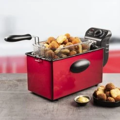 Bestron Friteuse Avec Zone Froide AF357R 3,5 L 2000 W Rouge