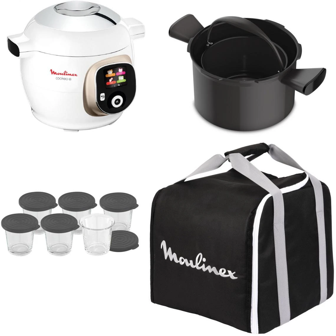 Moulinex Cookeo+ 150 Recettes Blanc Doré - CE851A10 + Housse Pour Cookeo - XA6...
