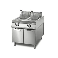 Materiel Chr Pro Friteuse Gaz 22+22 Litres Sur Coffre Avec Portes - Virtus - Acier Inox...